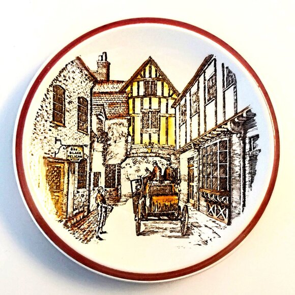 VTG "Bits of Old England" Luncheon Plates 4-Pc Set ~ Vernon Kilns ~ Nos. 1,2,4,8 - Picture 10 of 14